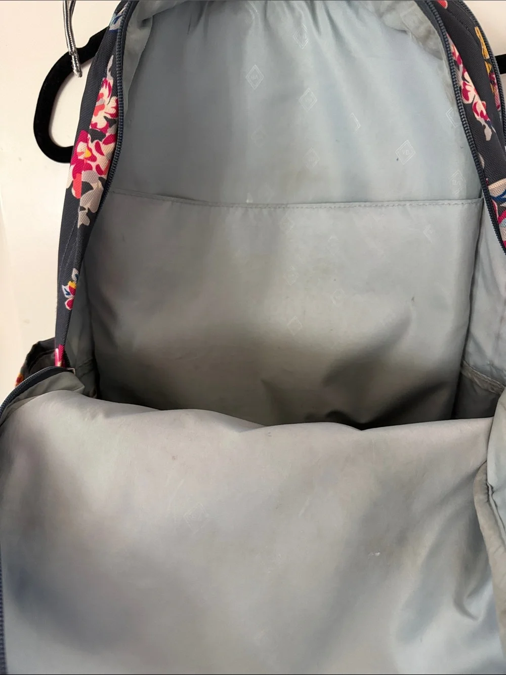 Vera Bradley Dark Gray Floral Backpack with Pink, Yellow & Blue Blooms